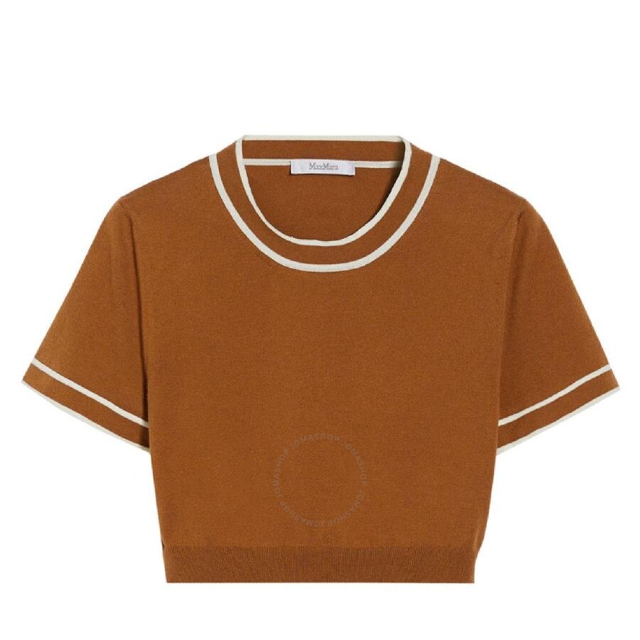 Max Mara Round Neck Short-sleeved Sweater In Brown
