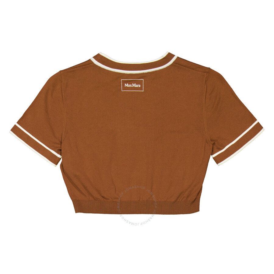 Max Mara Round Neck Short-sleeved Sweater In Brown
