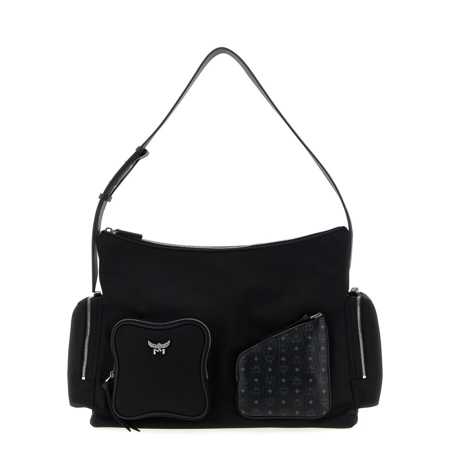 Mcm Borsa A Spalla Aren In Tessuto Nero Donna In Black