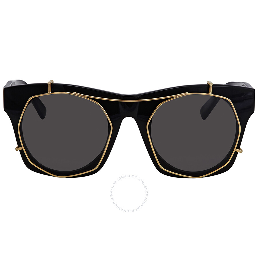 MCM Black/ Shiny Gold Asian Fit Rectangular Sunglasses MCM605SA 015 50