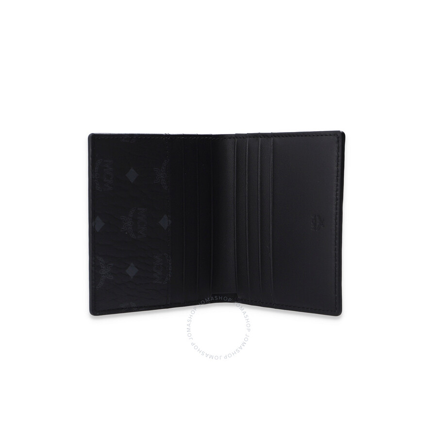 Mcm Black Bifold Card Wallet In Visetos Original In Black