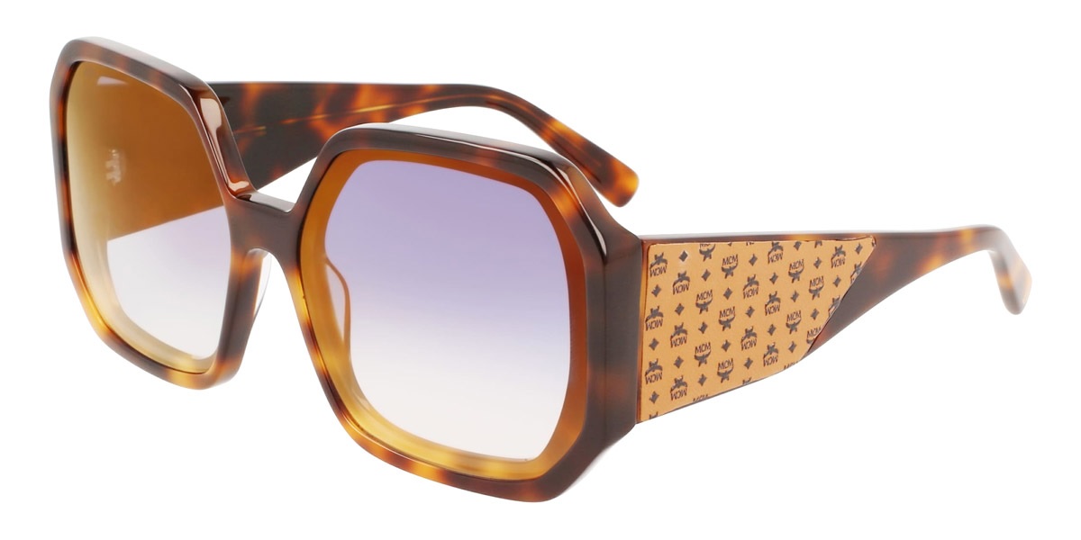 MCM Blue Geometric Sunglasses MCM 165SLB Visetos-print geometric-frame Sunglasses | Blue  main image 3