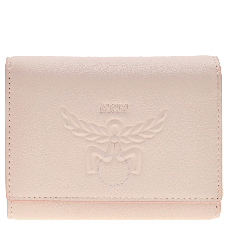 Mcm Embossed Logo Small Himmel Trifold Wallet In Blue/orange