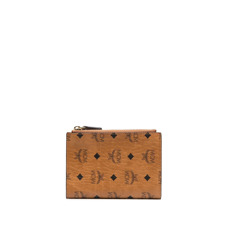 MCM Men's Bifold Zip Card Wallet in Cognac Visetos Original