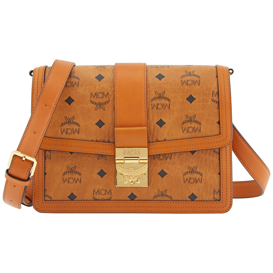Mcm Signature Visetos Tracy Shoulder Bag In Cognac In Brown