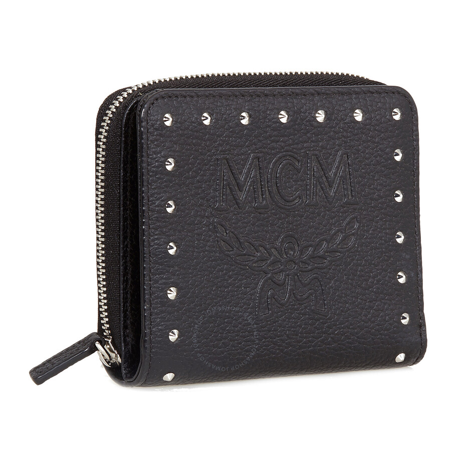 mcm coated canvas wallet on a chain