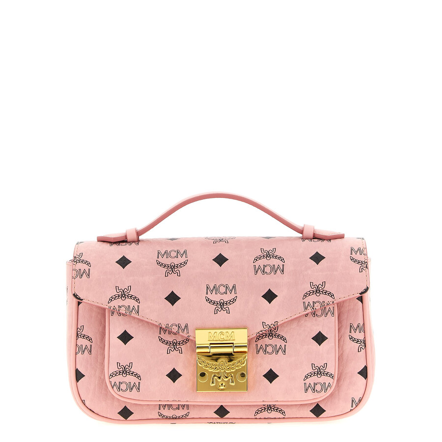 Mcm Shoulder Bags With Adjustable Strap And Gold-tone Hardware In Pink