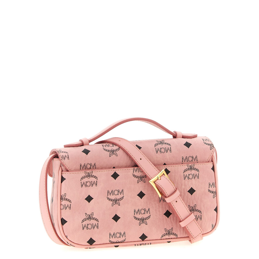 Mcm Shoulder Bags With Adjustable Strap And Gold-tone Hardware In Pink