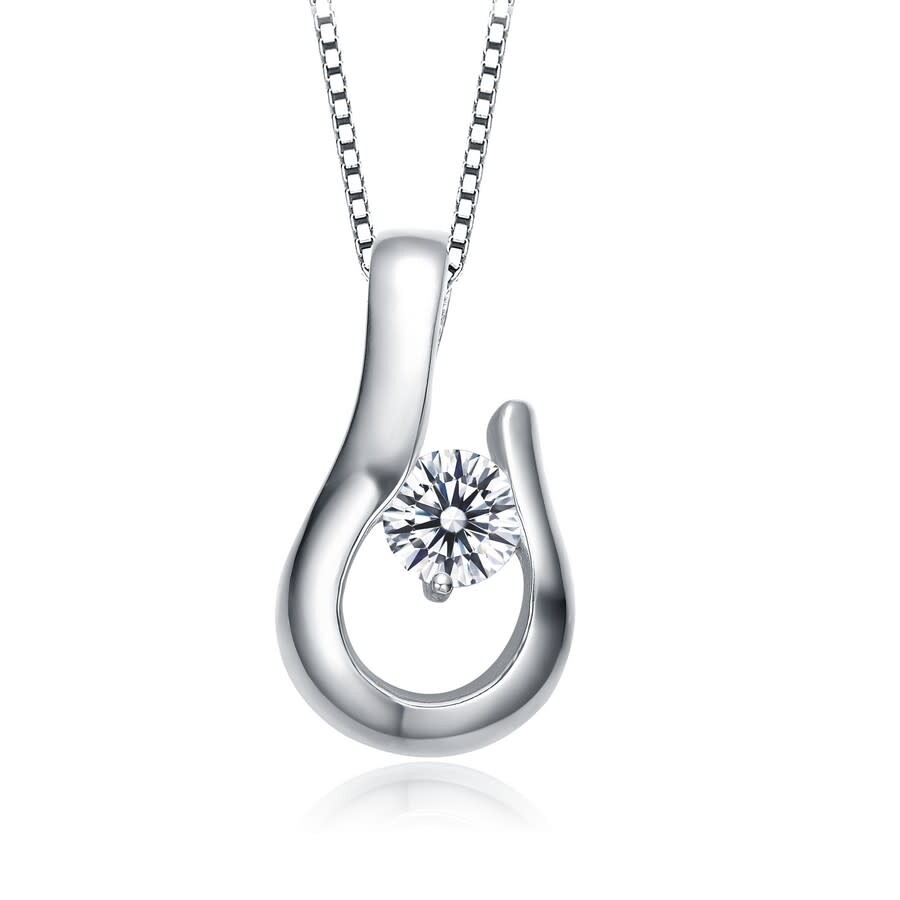 925 Sterling Silver Polished Round Champagne Cubic Zirconia Pendant 925 Sterling Silver Polished Round Champagne Cubic Zirconia Pendant