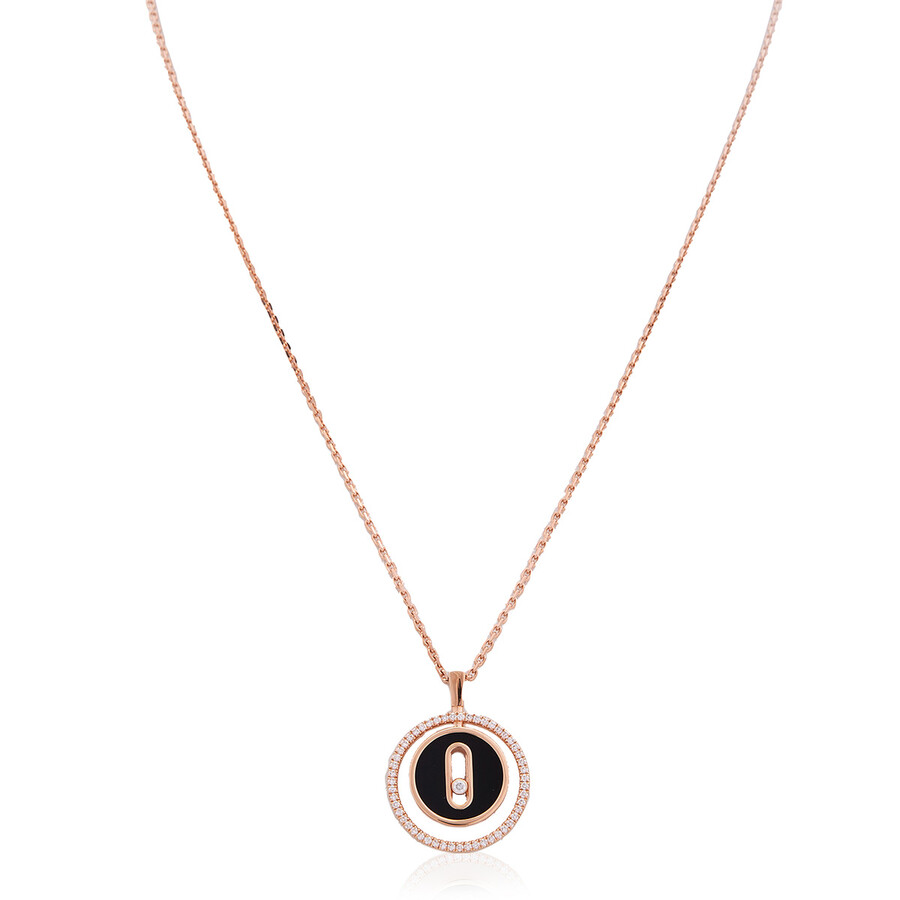 Messika Lucky Move Small 18ct Rose-gold, 0.20ct Brilliant-cut Diamond And Onyx Pendant Necklace