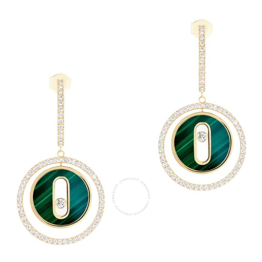 Messika Lucky Move 18k Yellow Gold Malachite Diamond Earrings