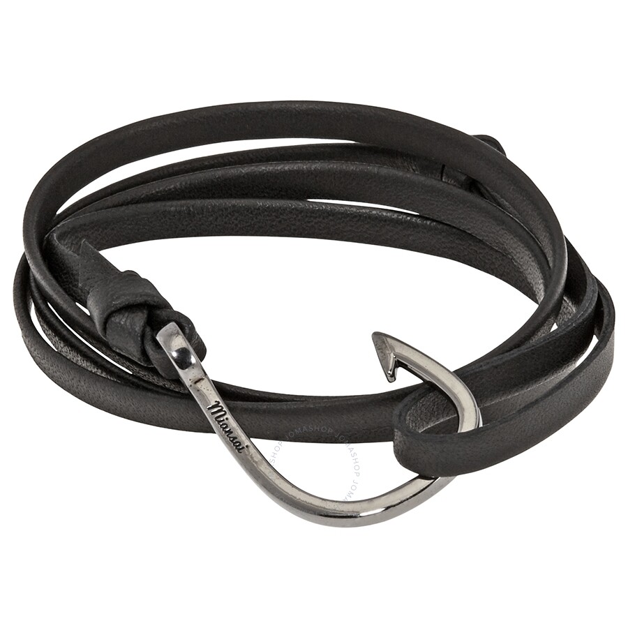 Miansai Las Black Hook Leather Bracelet Miansai Las Black Hook Leather Bracelet