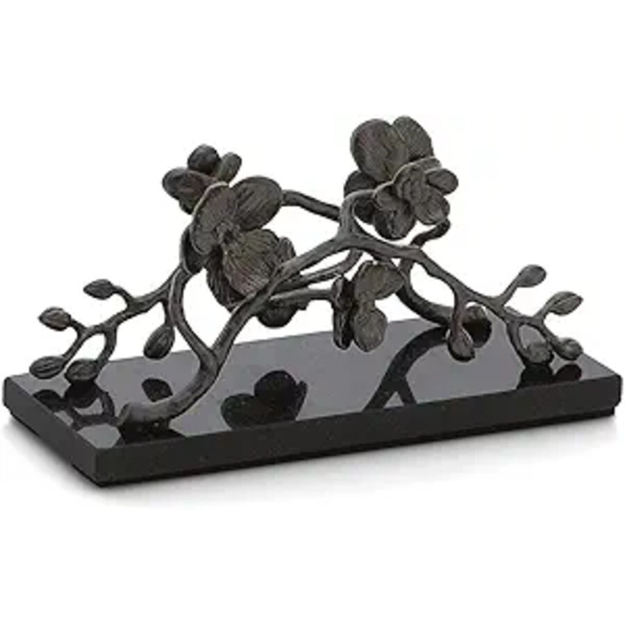 Michael Aram Black Orchid Vertical Napkin Holder In Silver Tone