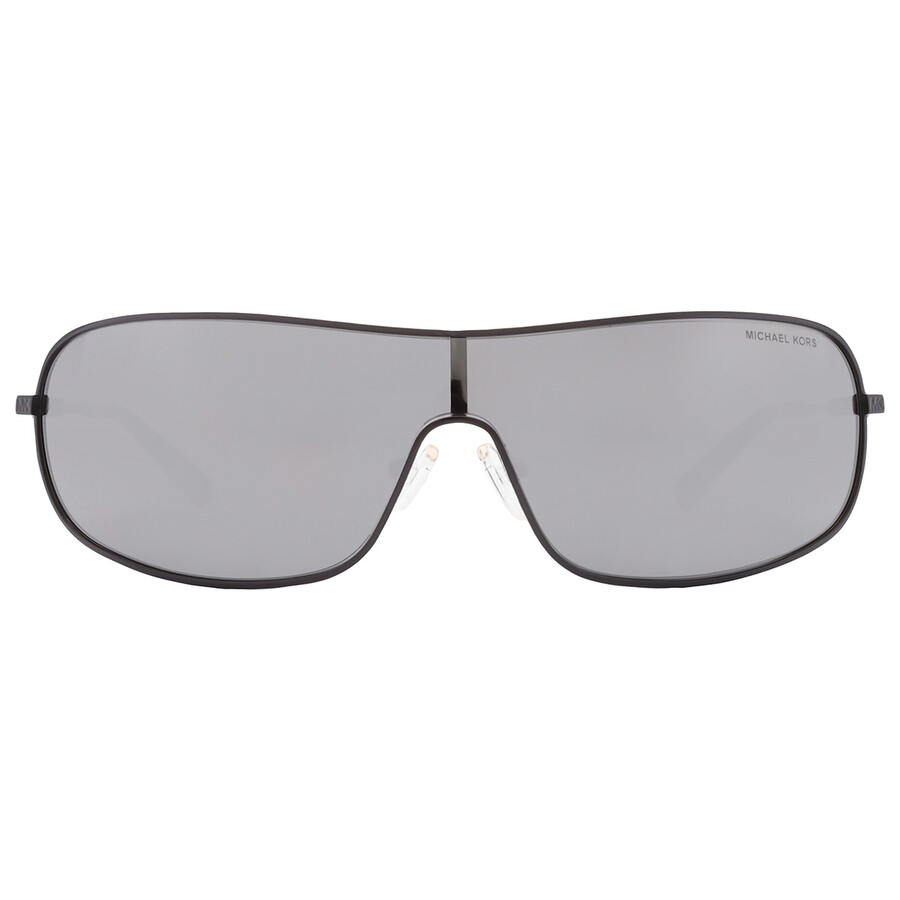 Shop Michael Kors Aix Dark Grey Solid Mirrored Rectangular Ladies Sunglasses Mk1139 10056g 38 In Black / Dark / Grey