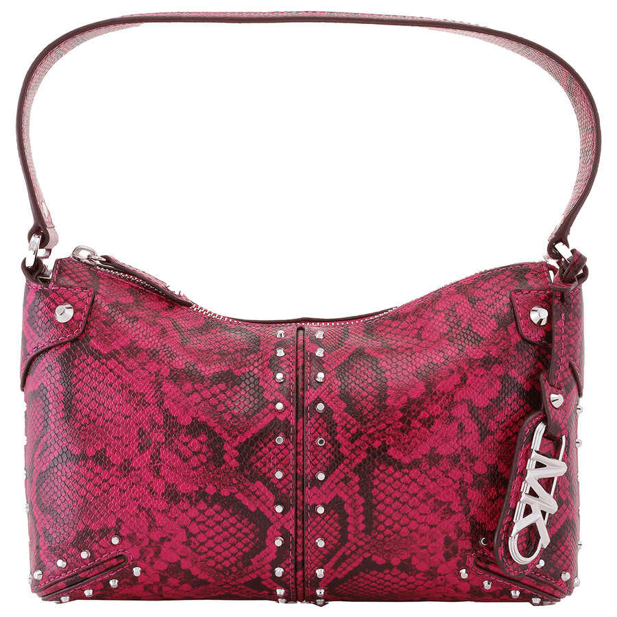 Michael Kors Astor Large Studded Leather Shoulder Bag In Red