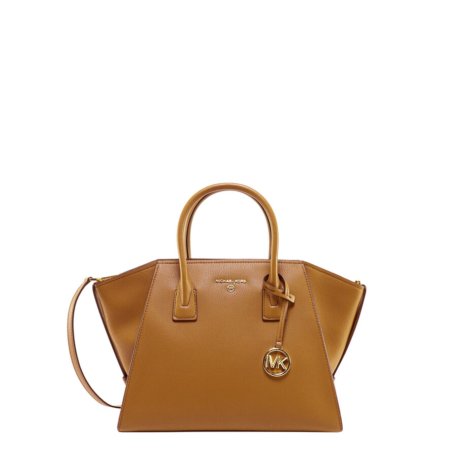 Michael Kors Leather Handbag With Frontal Logo In Brown