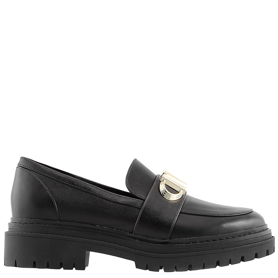 Michael Kors Black Parker Leather Loafers In Black