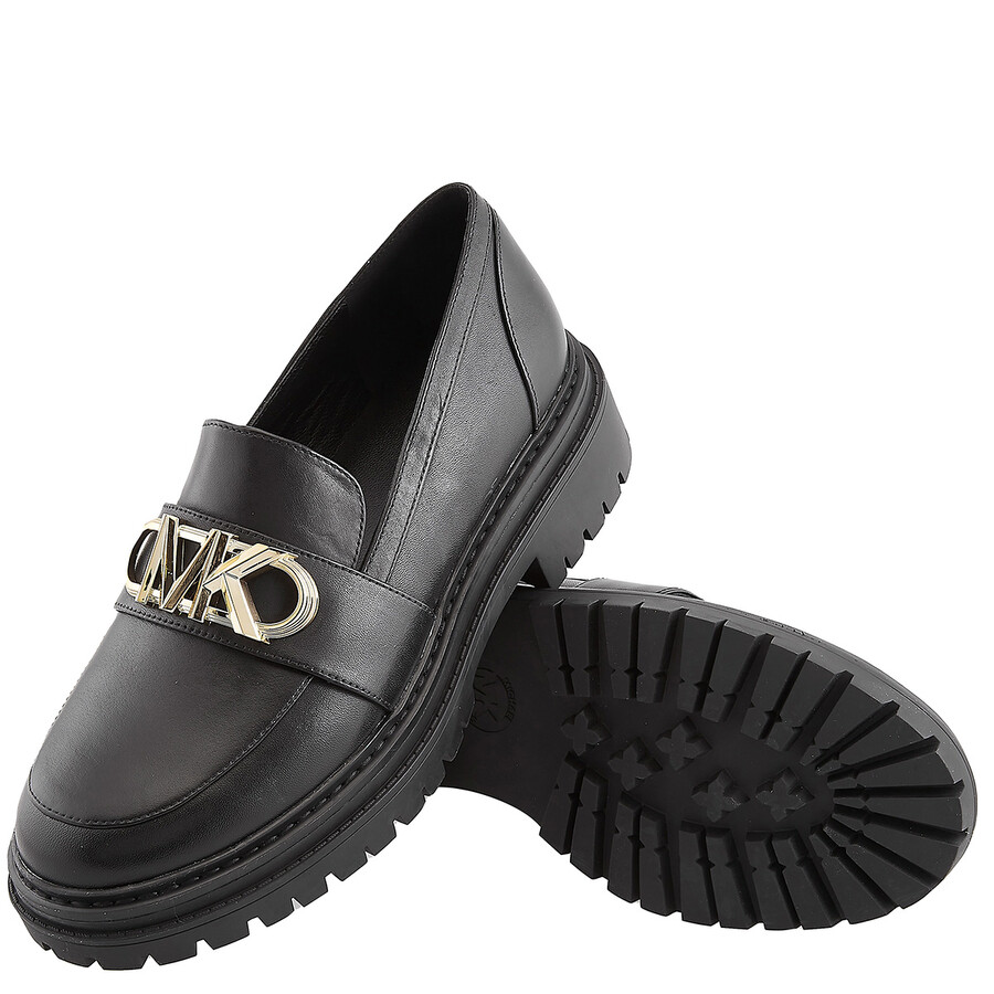 Michael Kors Black Parker Leather Loafers In Black