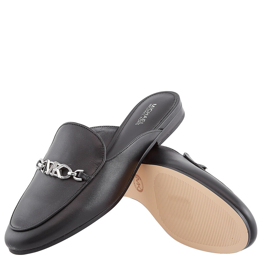 Michael Kors Black Tiffanie Leather Flat Mules In Black