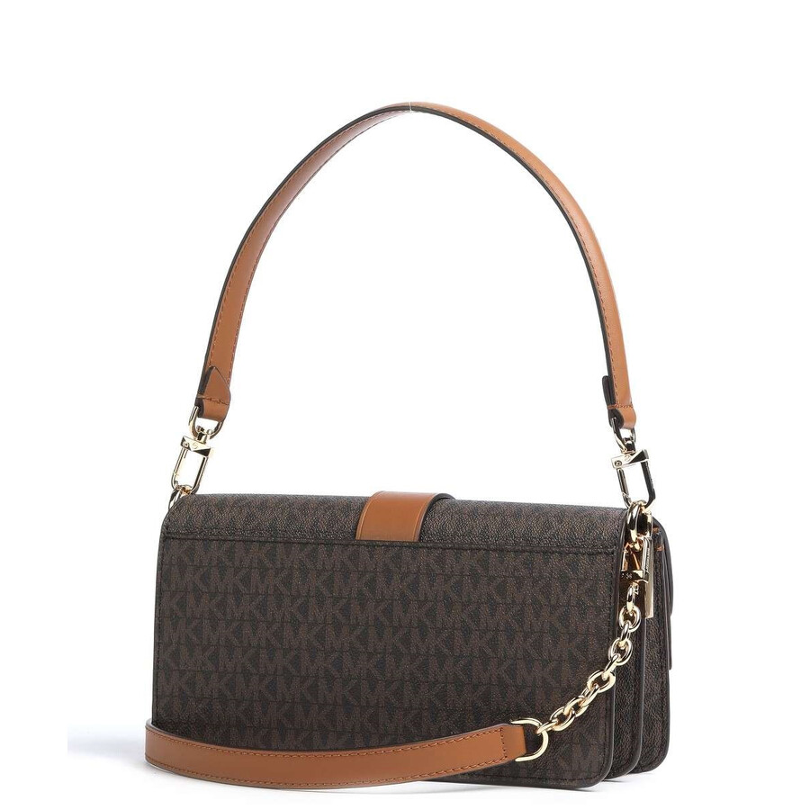 Michael Kors Signature Medium Greenwich Top Handle Bag In Brown Coated Canvas And Leather In Brown