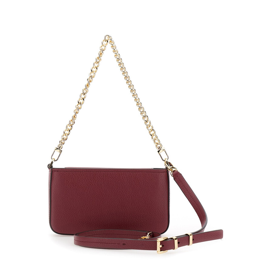 Michael Kors Bryant Bordeaux Crossbody Bag With Adjustable Shoulder Strap And Logo Lettering On The Front In Grai In Red