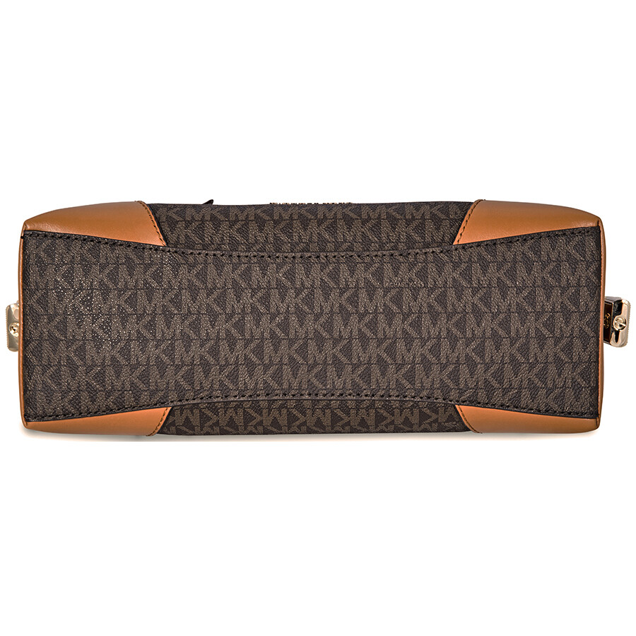 Michael Kors Crosby Medium Signature Logo Print Messenger Bag Brown