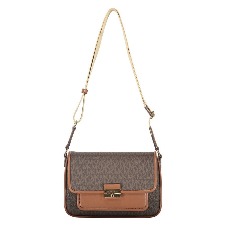 Michael Kors Bradshaw Monogram Shoulder Bag In Brown