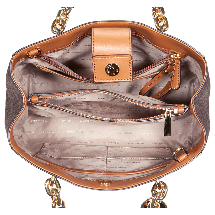 Michael Kors Cynthia Medium Logo Satchel Brown Michael Kors Cynthia Medium Logo Satchel Brown
