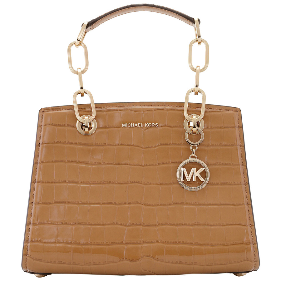 Michael Kors Cynthia Small Leather Satchel In Brown