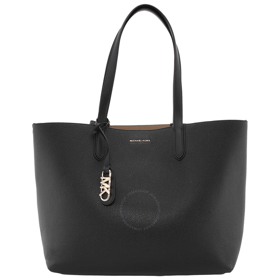 Michael Kors Eliza Calf Leather Reversible Tote Bag In Black