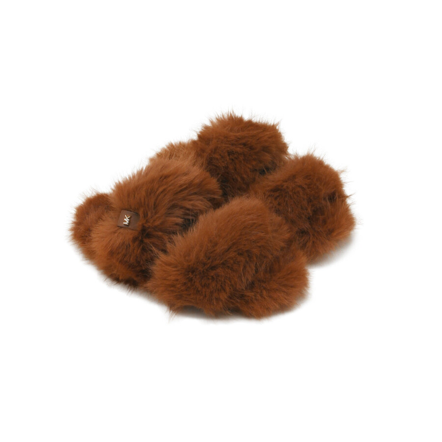 Michael Kors Faux Fur Tula Slides In Brown