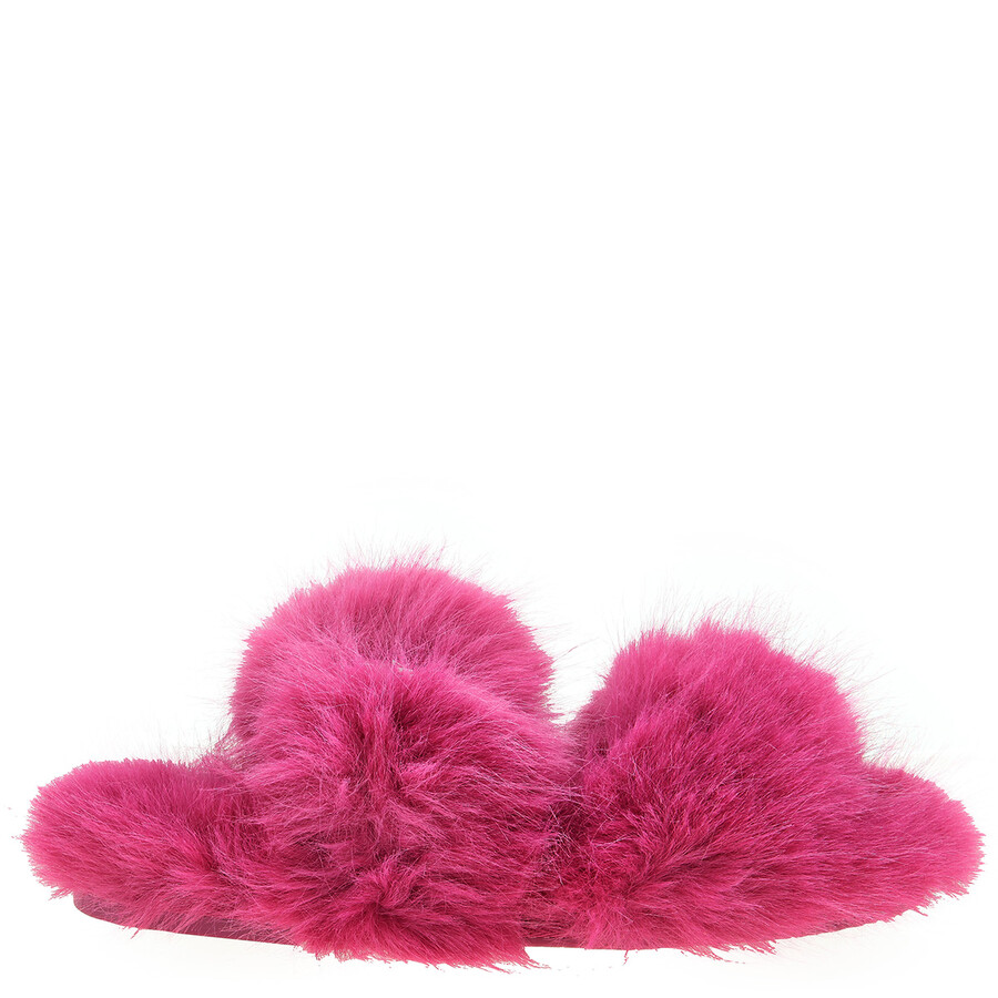 Michael Kors Faux Fur Tula Slides In Red