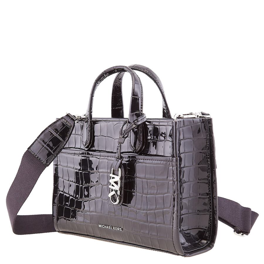 Michael Kors Gigi Small Leather Messenger Bag In Black