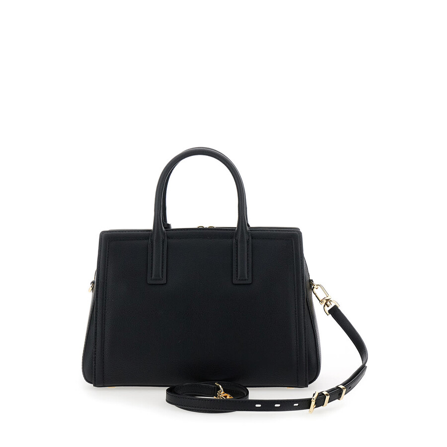 Michael Kors Black Handbag With Metallic Lettering Logo And Pendant On The Front In Leather Woman In Black