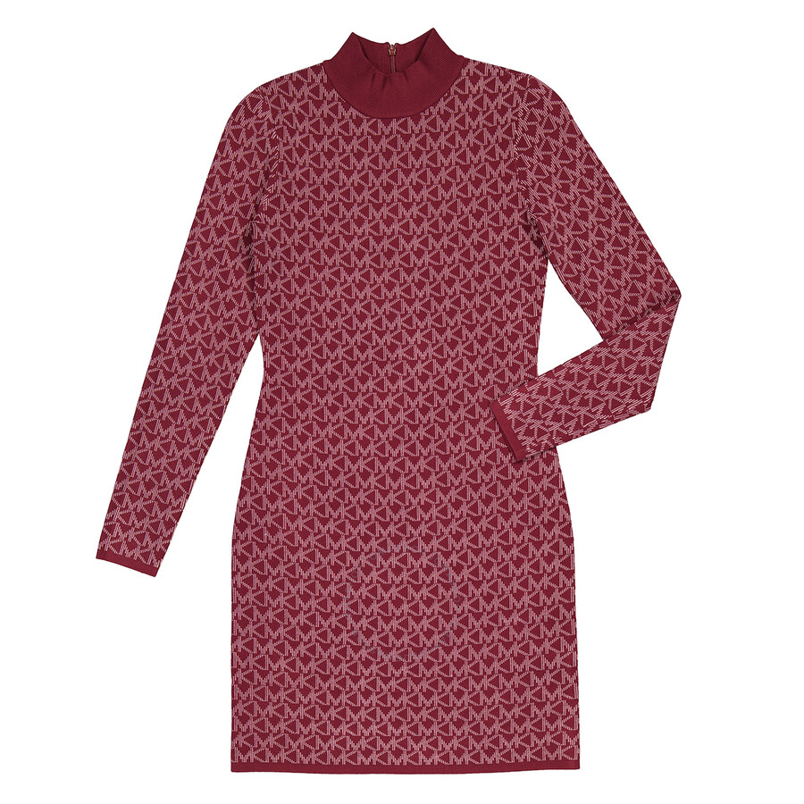 Michael Kors Jacquard Funnel Neck Logo Dress