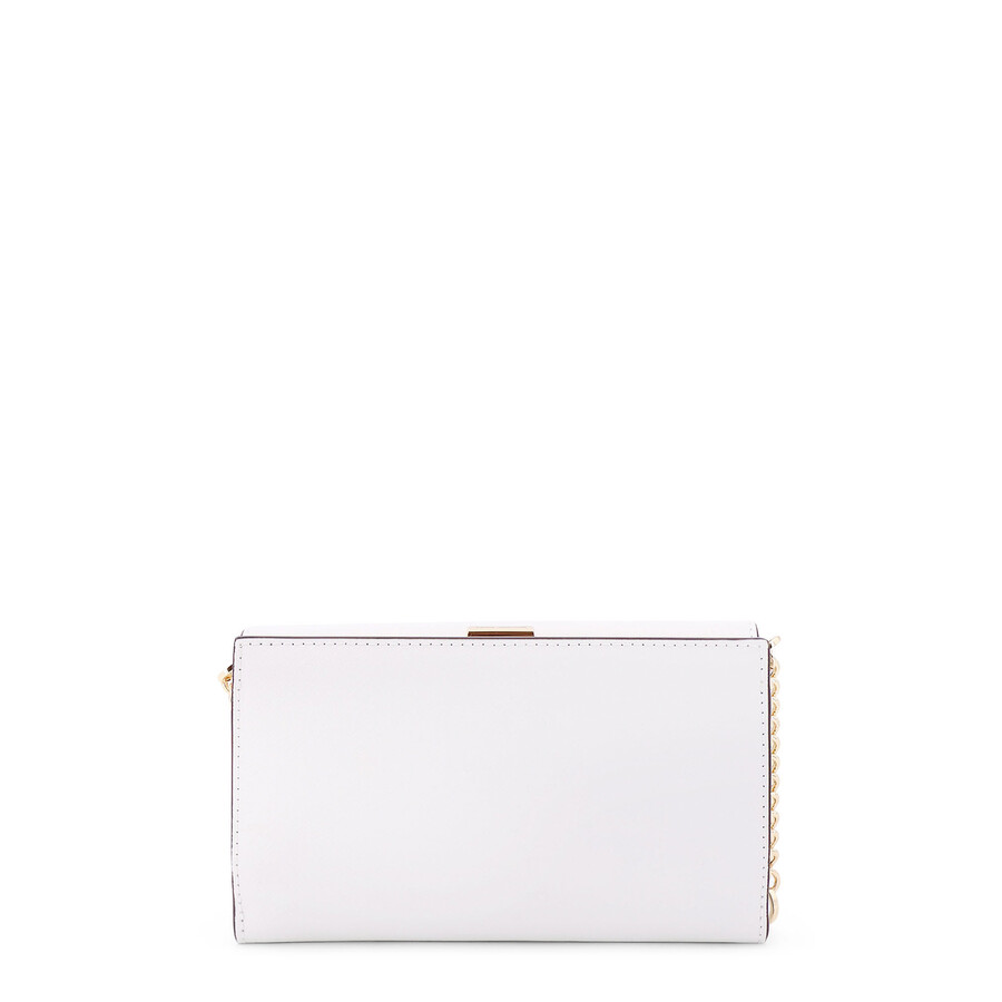 Michael Kors Jer Set Leather Shoulder Bag With Frontal Monogram In White