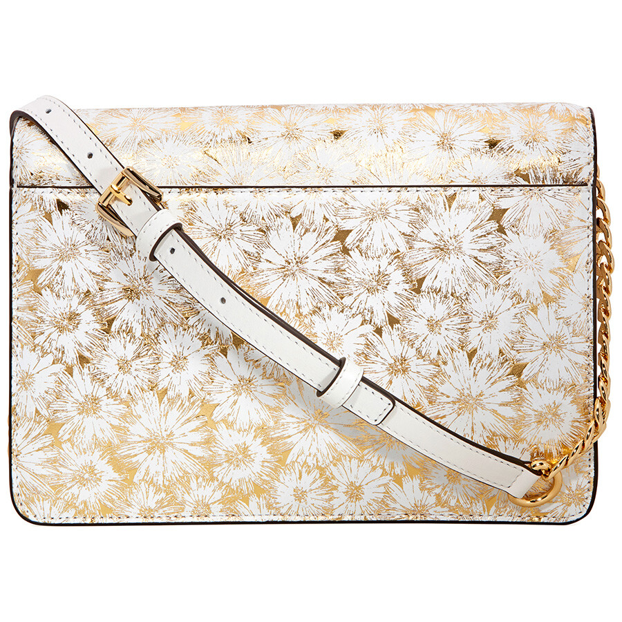 Michael Kors Large Metallic Floral Crossbody Bag Opt/ Gold Michael