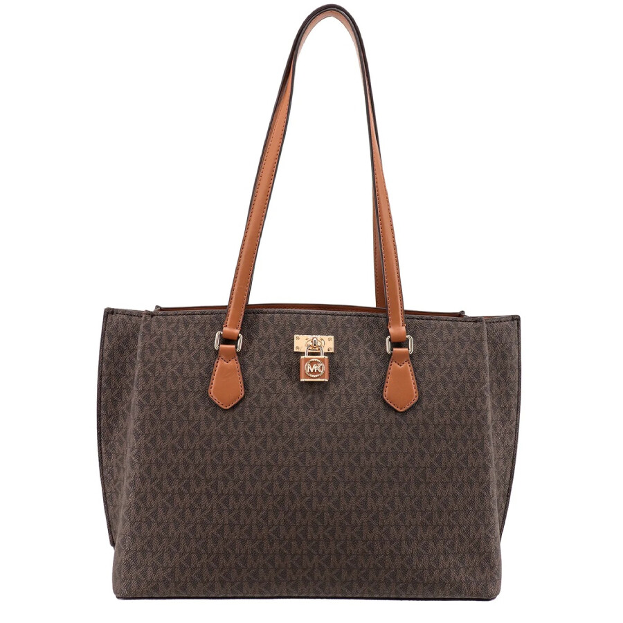 Michael Kors Large Ruby Monogram Logo Tote Bag In Brown