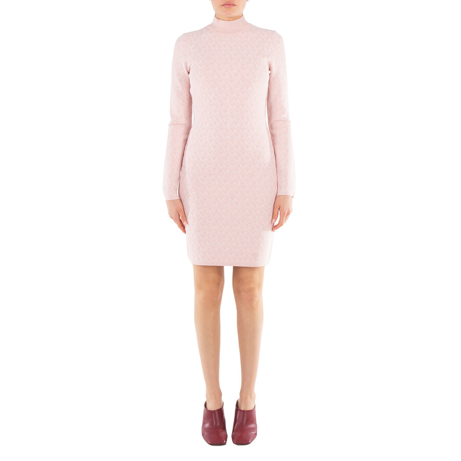 Logo Jacquard Pattern Fitted Dress