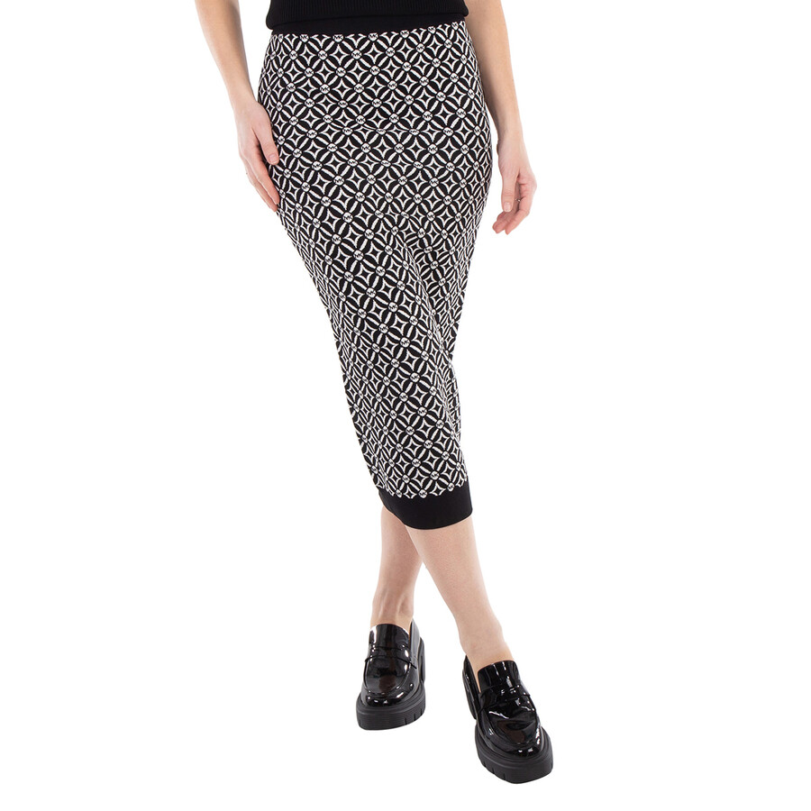 Logo Jacquard Stretch Knit Pencil Skirt