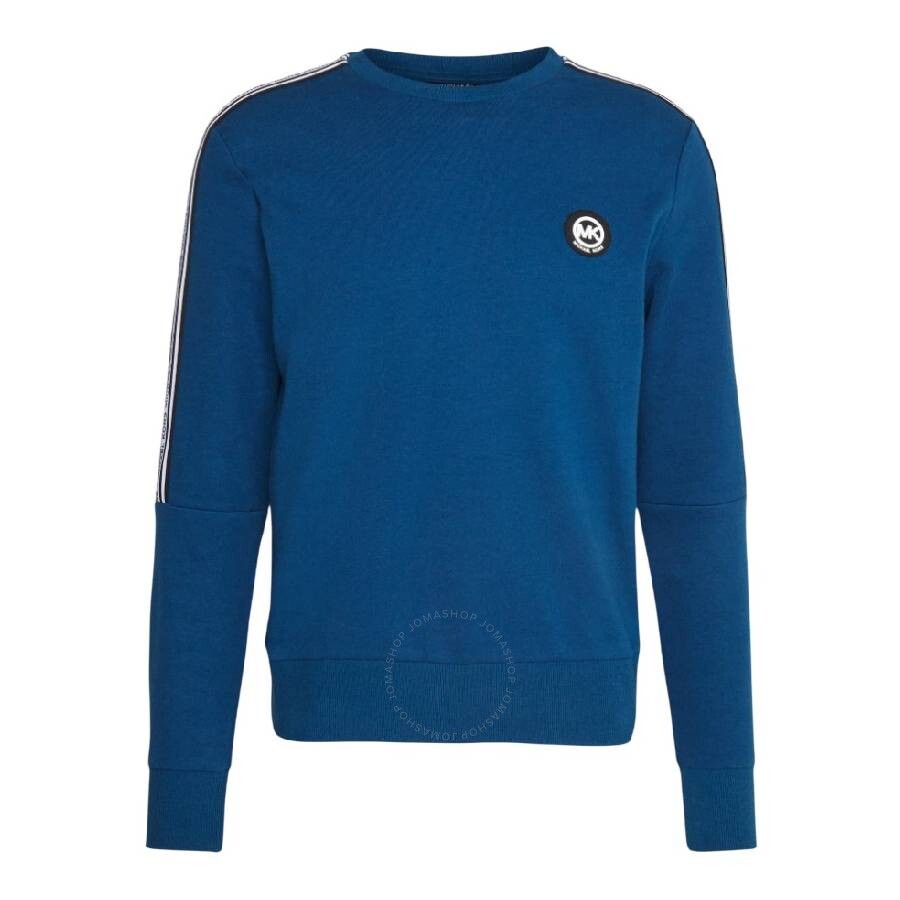 Michael Kors Logo Tape Crew Neck Sweatshirt In Blue