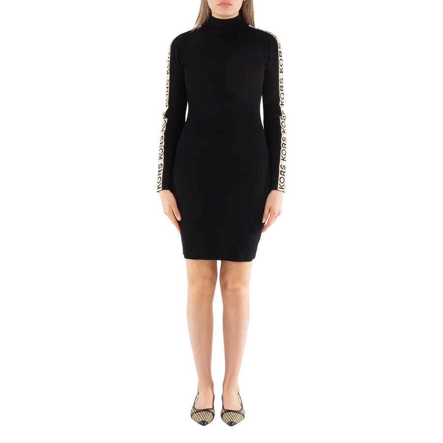 Logo Tape Long Sleeve Dress, Size X-Small