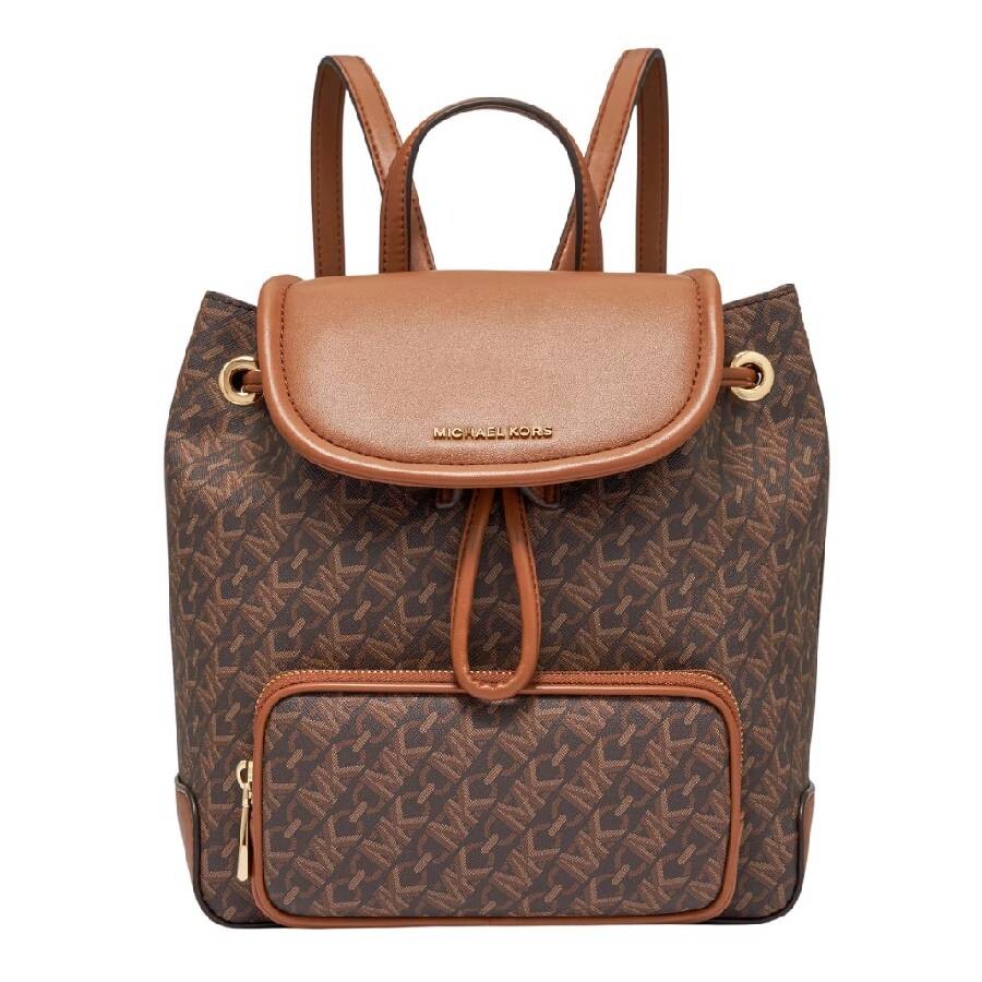 Michael Kors Logo-print Leather Backpack In Brown