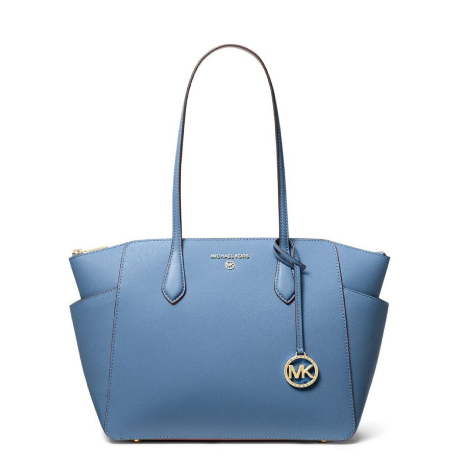 Michael Kors Medium Marilyn Leather Tote Bag In Blue