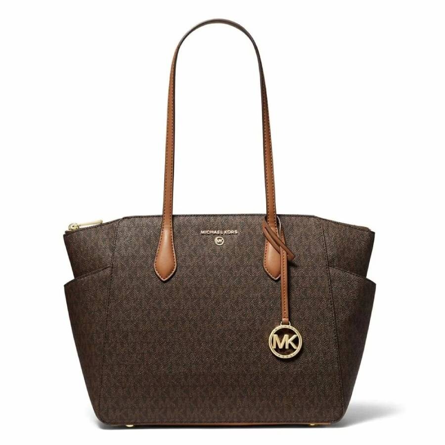 Michael Kors Marilyn Medium Logo Tote Bag In Brown