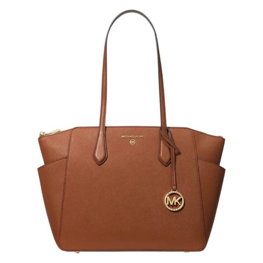 Michael Kors Marilyn Medium Saffiano Leather Tote Bag In Brown