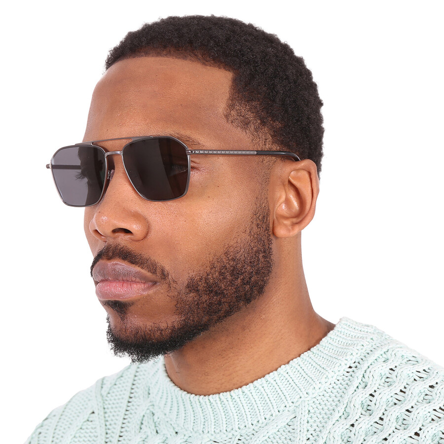 Michael Kors Matterhorn Dark Grey Navigator Men's Sunglasses Mk1124 100287 56 In Dark / Grey / Gun Metal / Gunmetal / Horn