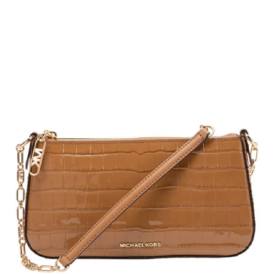 Michael Kors Medium Empire Crocodile Embossed Shoulder Bag In Brown