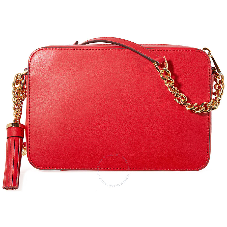 Michael Kors Medium Ginny Heart Studded Camera Bag Red Michael Kors Medium Ginny Heart Studded Camera Bag Red