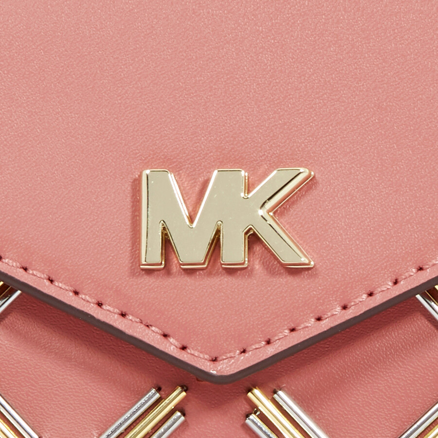 Michael Kors Medium Floral Leather Crossbody Clutch Rose Michael